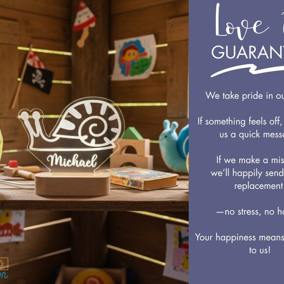 Snail Custom Name Light • Personalized LED Cloud Decor • Baby Gift - Picture 6 of 8